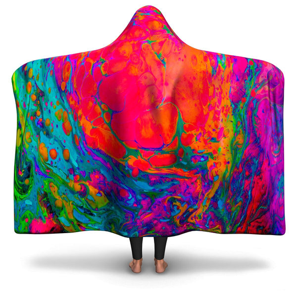 Acid Paint 2 Abstract Hooded Blanket AOP - Christmas/Halloween Gift for Painting Lovers