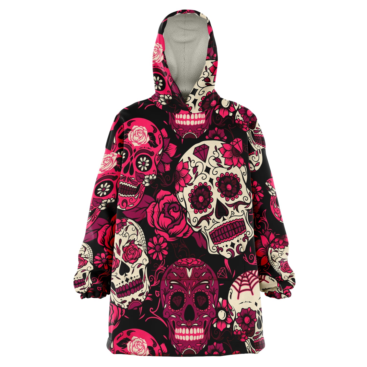 Sugar Skull Calavera Pink  AOP Snug Hoodie - Christmas/Halloween Men & Women Gift
