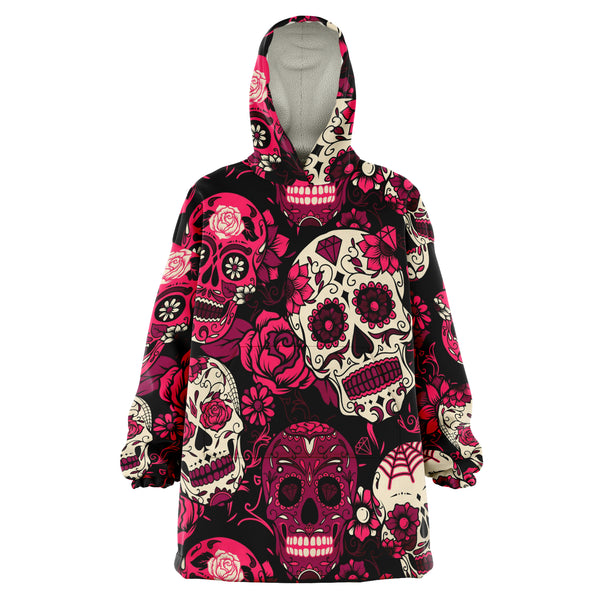 Sugar Skull Calavera Pink  AOP Snug Hoodie - Christmas/Halloween Men & Women Gift