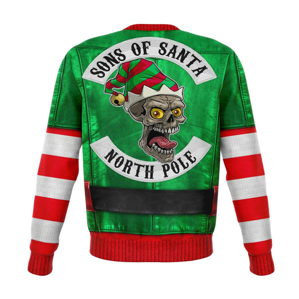 Elf Sons of Santa Motorcycle Ugly Xmas Fashion Sweatshirt AOP - Christmas/Halloween Gift