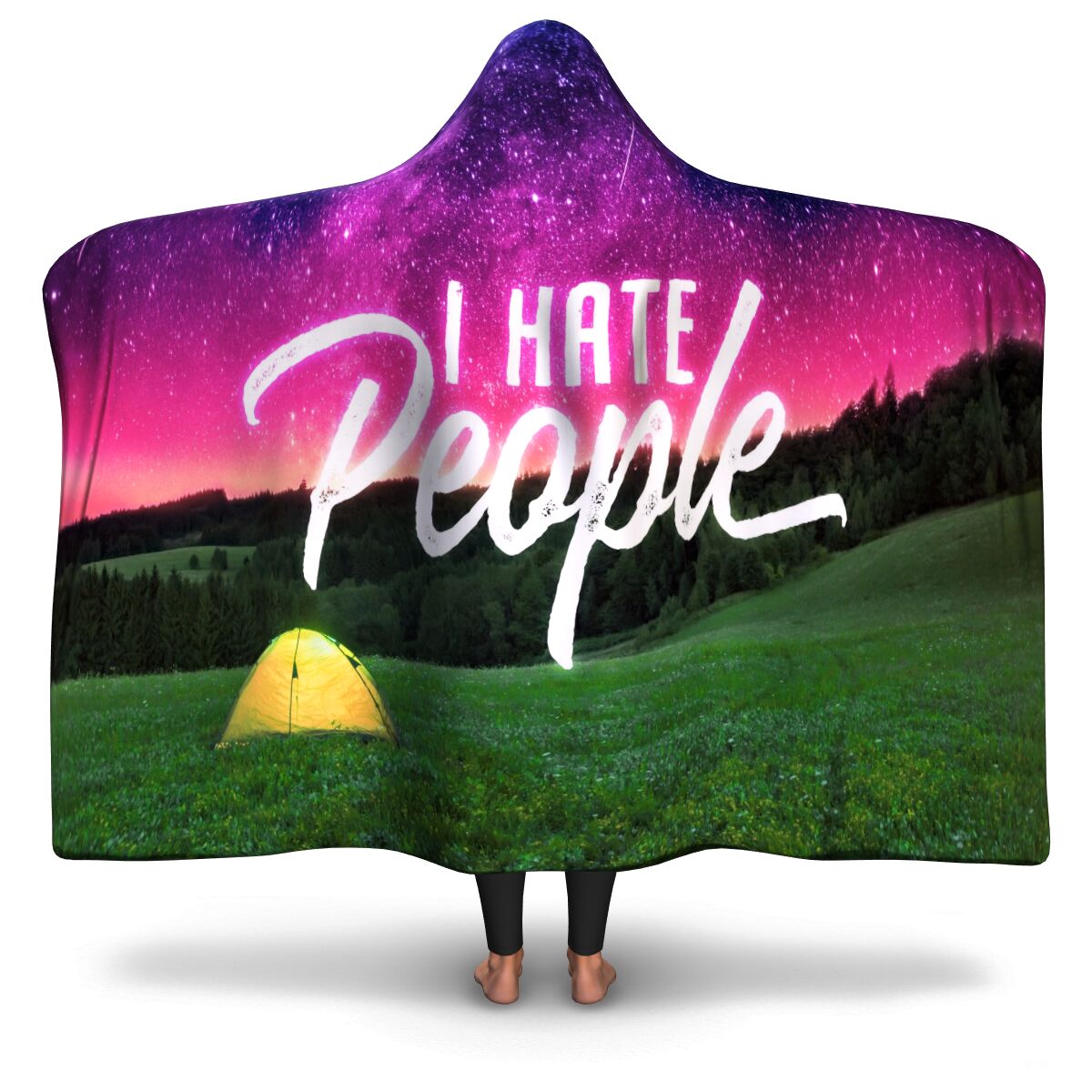 I Hate People Camping Hooded Blanket AOP - Christmas/Halloween Gift
