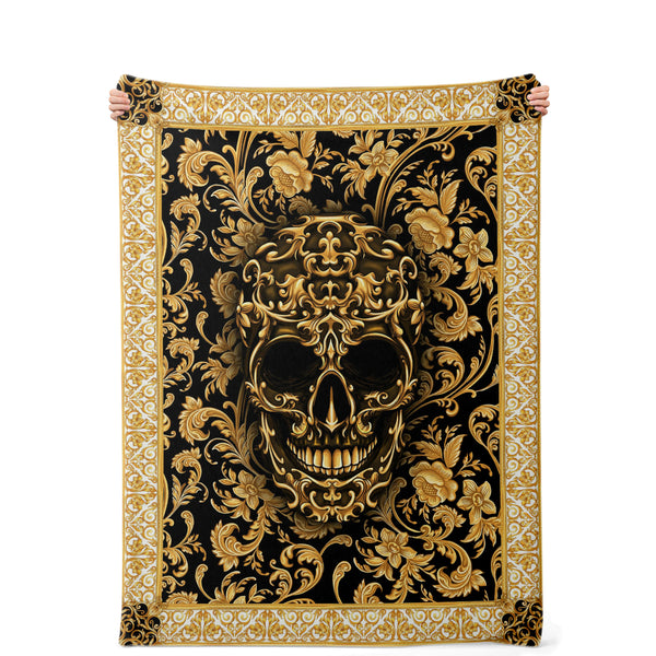 Baroque Skull Premium Microfleece Blanket AOP - Christmas Gift for Men and Women
