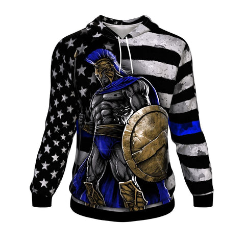Police Blue Line USA Warrior Hoodie AOP - Christmas/Halloween Gift