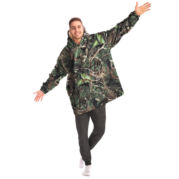 Green Hunting Camouflage Snug Hoodie AOP - Christmas/Halloween Gift