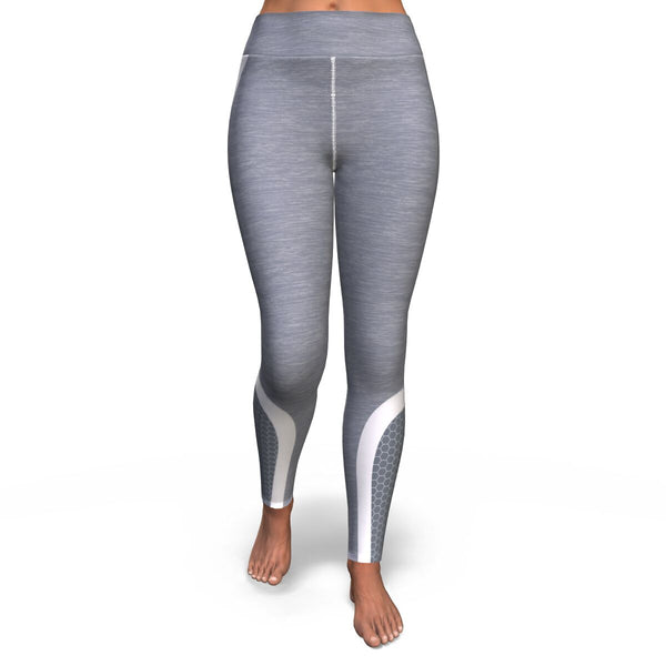 Hexagon Yoga Leggings AOP Athletic Design (White/Grey) - Christmas/Halloween Gift