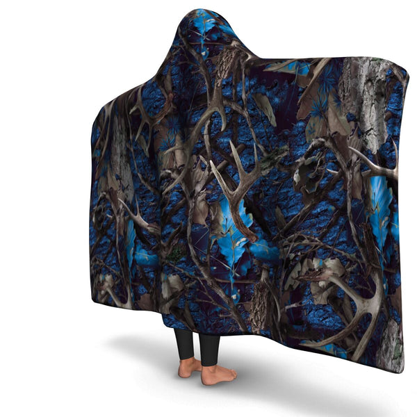 Turquoise Hunting Hooded Blanket AOP - Christmas/Halloween Gift for Hunting Lovers