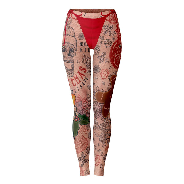 Funny Hairy Xmas Legs Premium Leggings - Christmas Leggings AOP