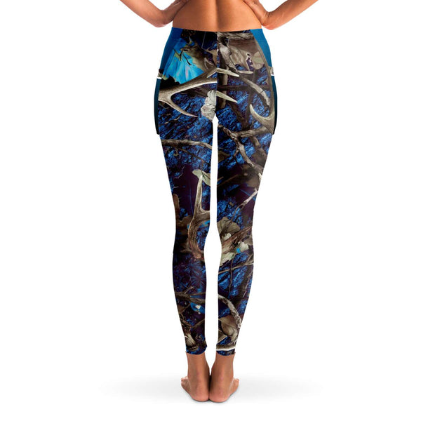 Turquoise Hunting Camouflage White Mesh Pocket Legging AOP - Christmas/Halloween Gift