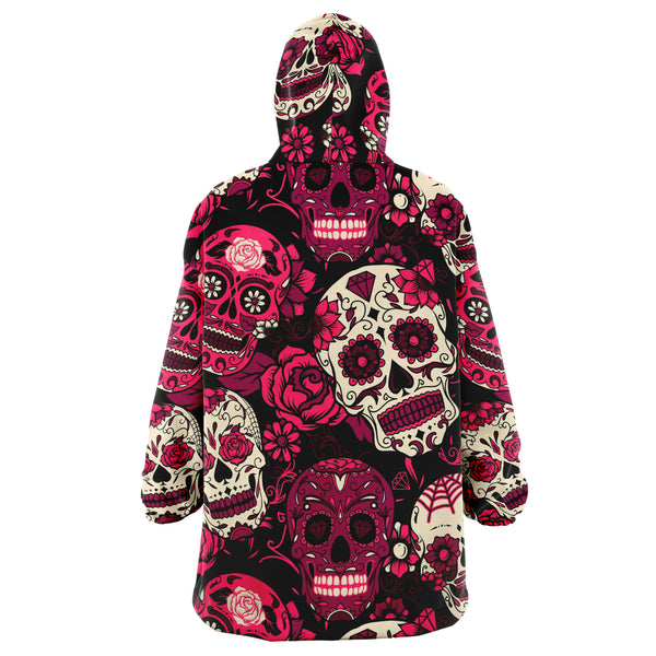 Sugar Skull Calavera Pink  AOP Snug Hoodie - Christmas/Halloween Men & Women Gift