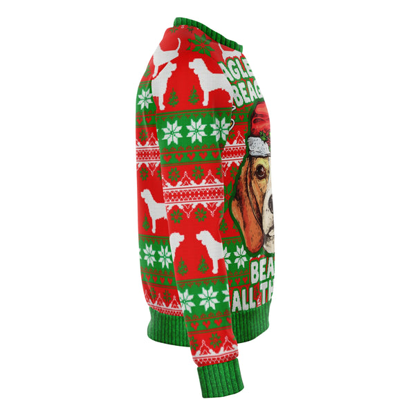 Beagle Bells Dogs Ugly Xmas Fashion Sweatshirt AOP - Christmas/Halloween Gift