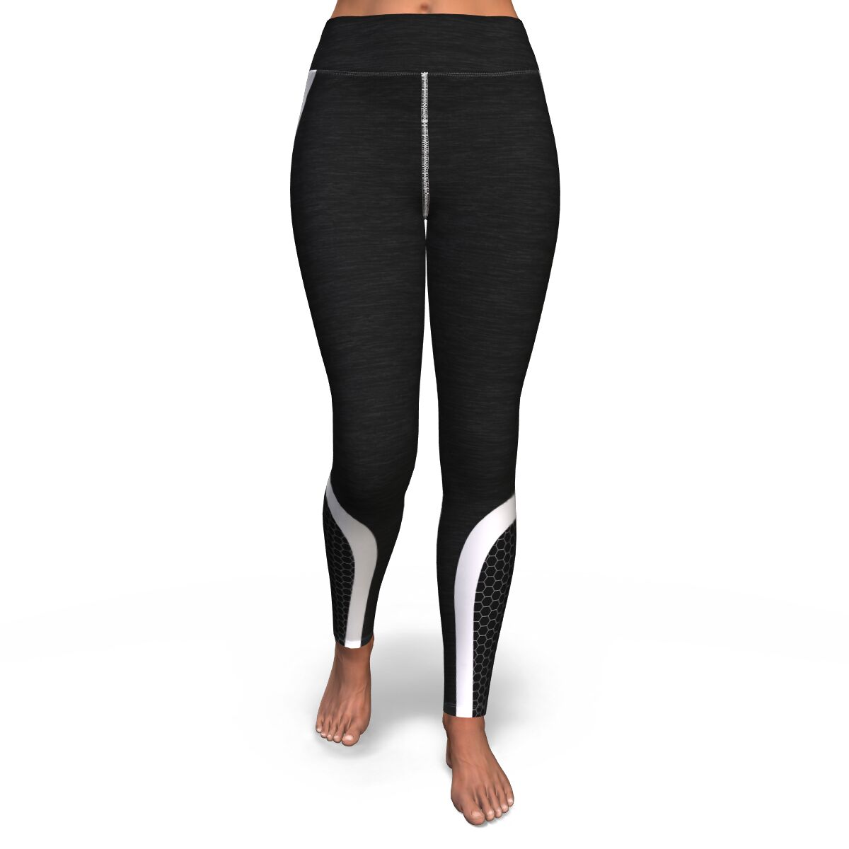 Hexagon Yoga Leggings AOP Athletic Design (Black/White) - Christmas/Halloween Gift