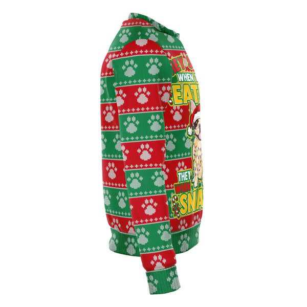 French Bulldog Dogs Ugly Xmas Sweatshirt AOP See You Eating Snacks - Christmas/Halloween Gift
