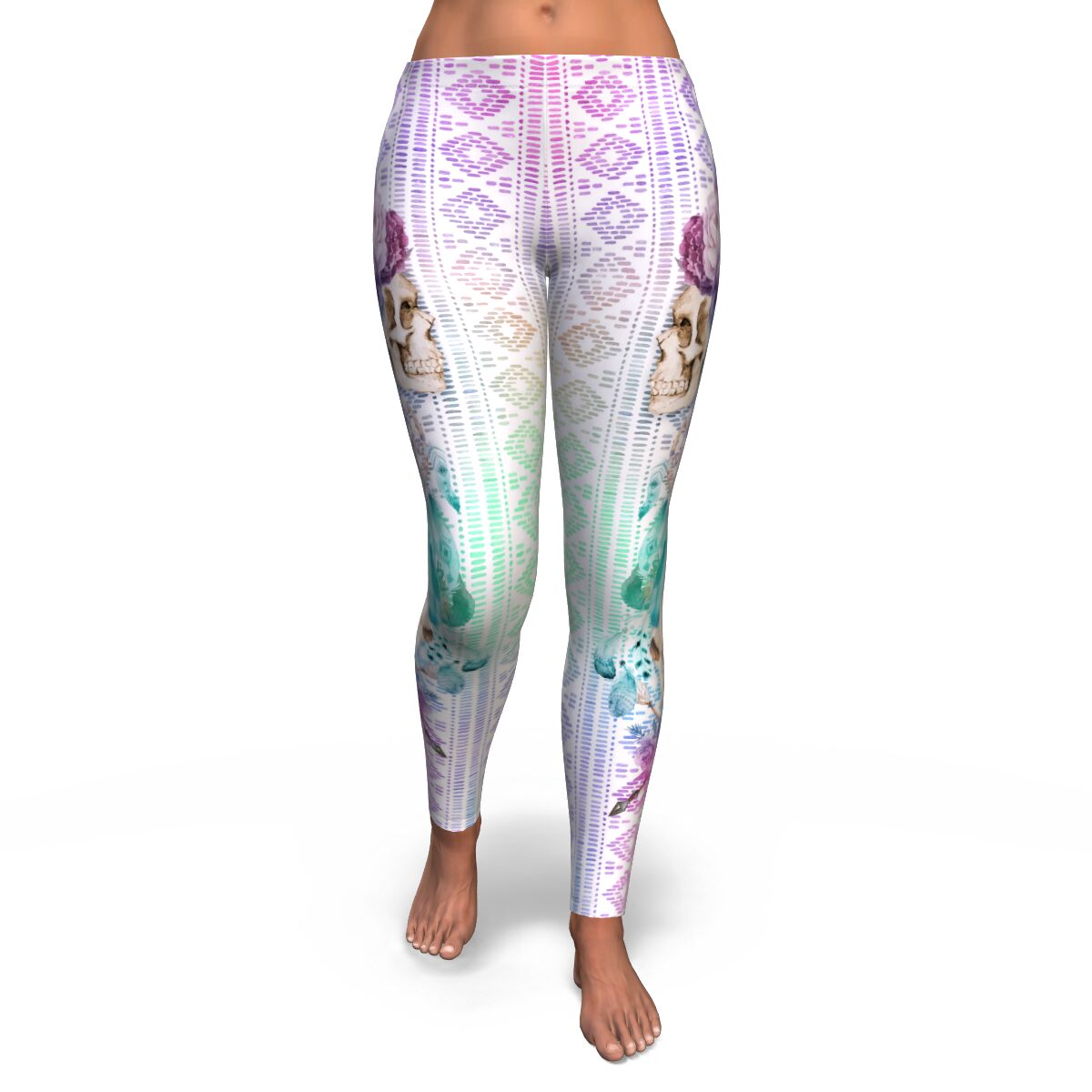 Native American Dreamcatcher Leggings AOP Native American Skull Flowers - Christmas/Halloween Gift