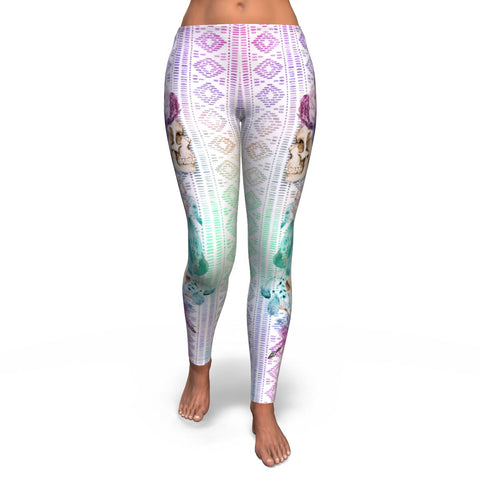 Native American Dreamcatcher Leggings AOP Native American Skull Flowers - Christmas/Halloween Gift