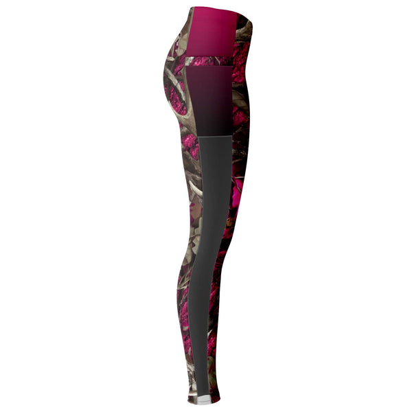 Pink Hunting Camouflage White Mesh Pocket Legging AOP - Christmas/Halloween Gift