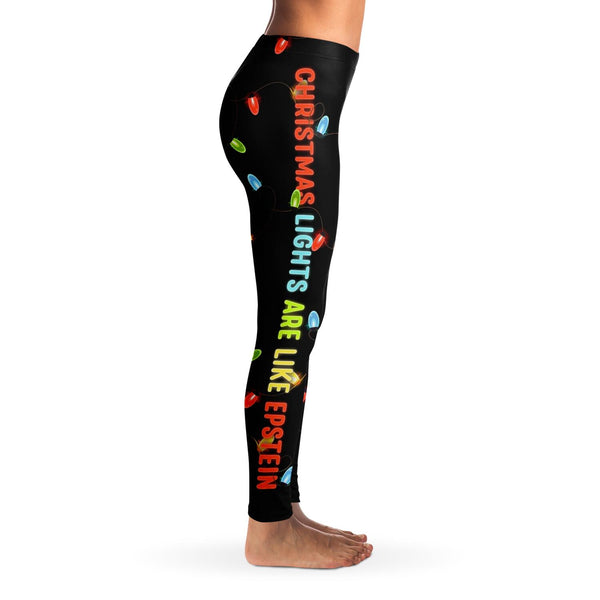 Funny premium Leggings CHRISTMAS LIGHTS ARE LIKE EPSTEIN Don't Hang Themselves - Ugly Xmas Gifts