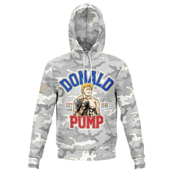 Donald Pump Funny USA Weight Lifting Mens Political Offensive Hoodie AOP - make america strong again hoodie