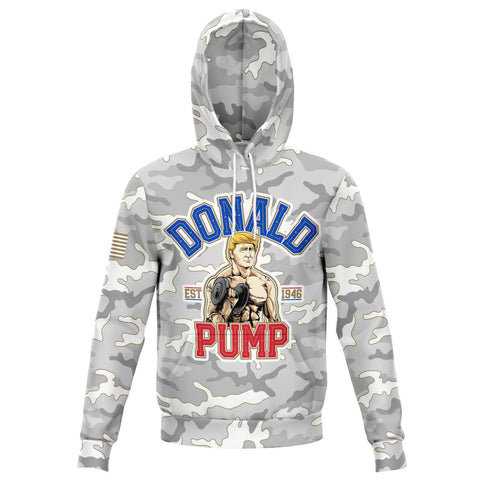 Donald Pump Funny USA Weight Lifting Mens Political Offensive Hoodie AOP - make america strong again hoodie