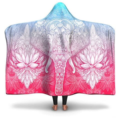 Mandala Elephant #3 Hooded Blanket - AOP premium sherpa or microfiber fleece