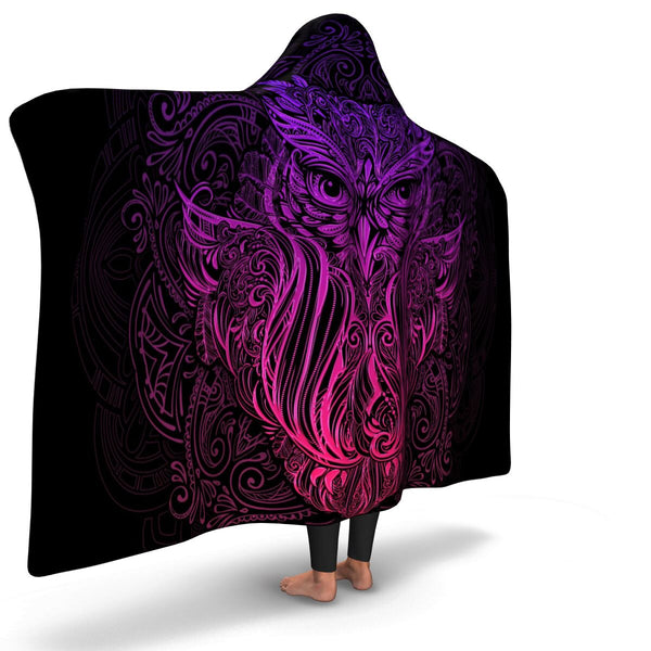 Ornamental Owl Hooded Blanket AOP - Christmas/Halloween Gift