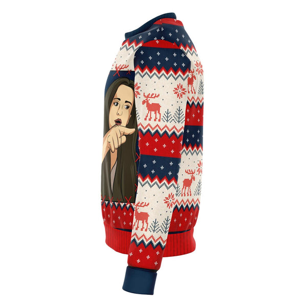 Angry Women Yelling At Confused Cat At Dinner Table Meme Christmas Sweater