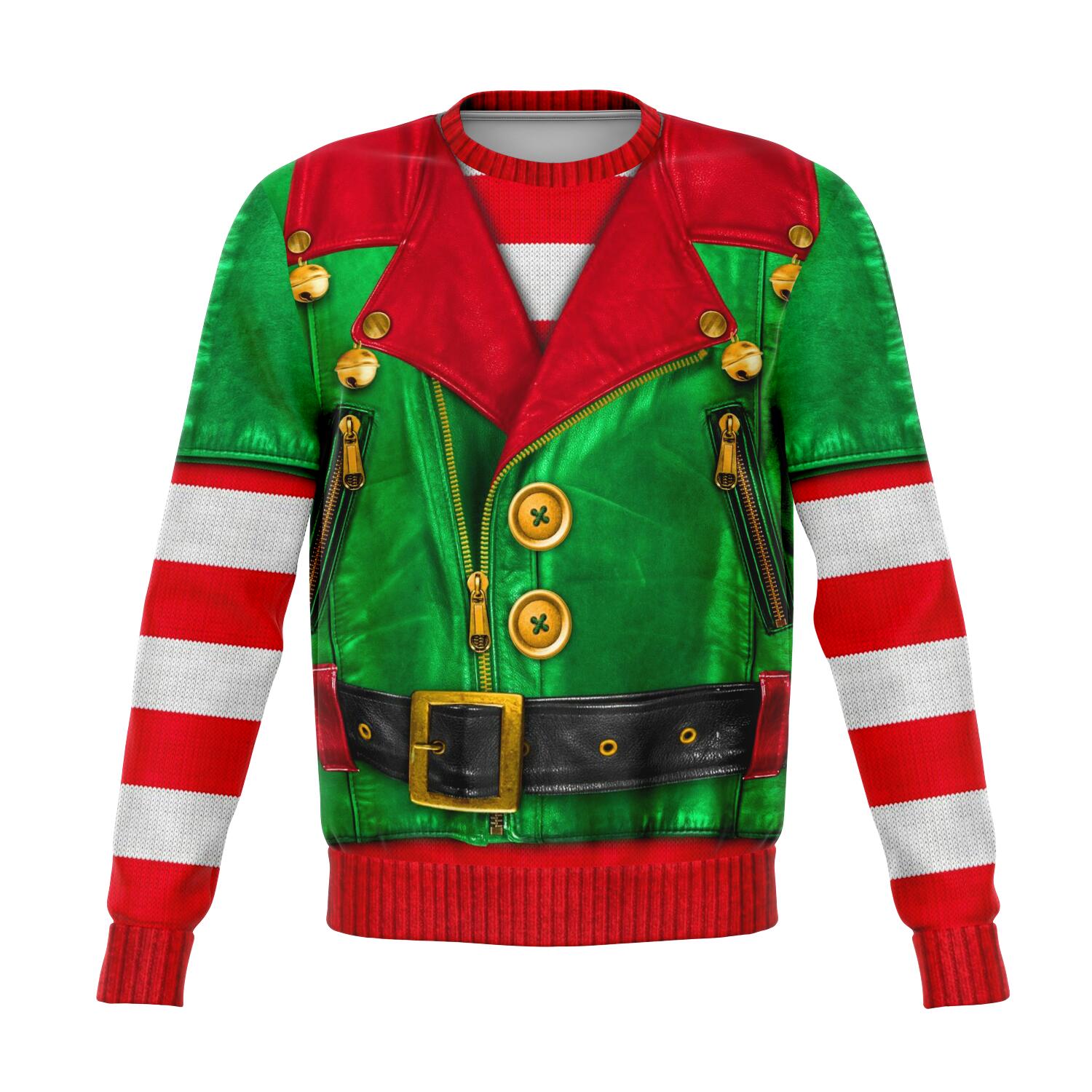 Elf Sons of Santa Motorcycle Ugly Xmas Fashion Sweatshirt AOP - Christmas/Halloween Gift