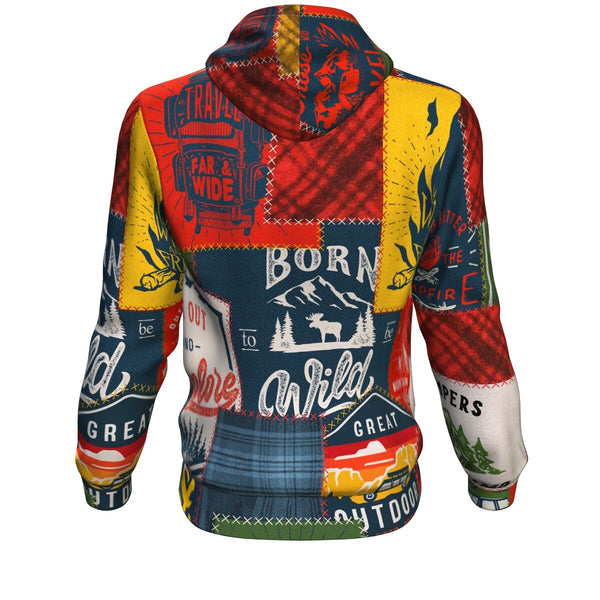 Camping Patchwork #1 Hoodie AOP - Christmas/Halloween Gift for Camping Lovers