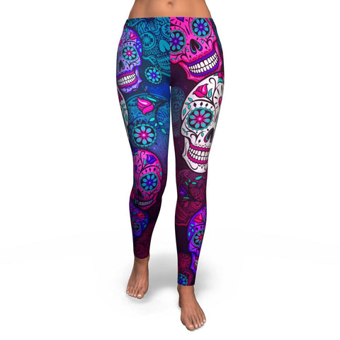 Calavera Sugar Skull Leggings AOP - Christmas/Halloween Gift for Men and Women