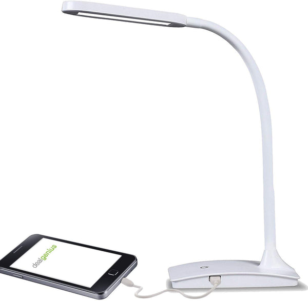 TW Lighting IVY-40WT IVY LED Desk Lamp with USB Port, 3-Way Touch Switch, White