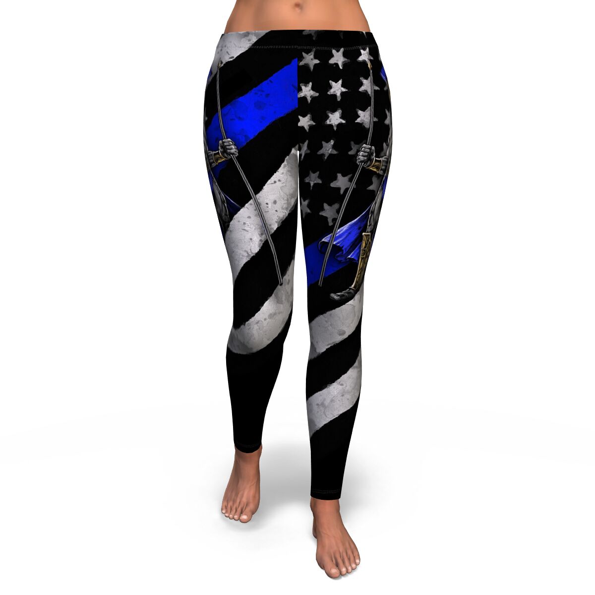 Police Blue Line USA Warrior Leggings AOP - Christmas/Halloween