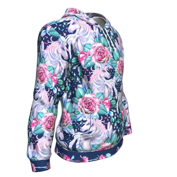 Unicorn Roses AOP Hoodie Unicorn Flowers Floral Design - Christmas/Halloween Gift