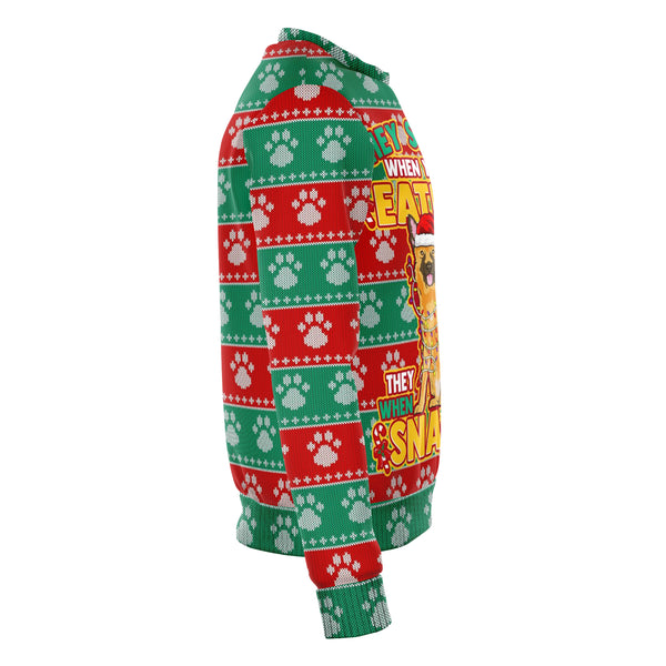 German Shephard Dogs Ugly Xmas Sweatshirt AOP See You Eating Snacks- Christmas/Halloween Gift
