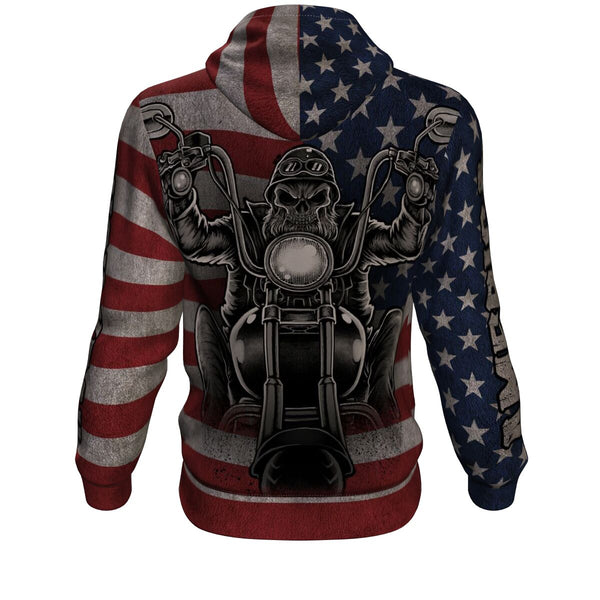 'Merica Hoodie AOP USA Motorcycle Skull - 4th of July Special Design High Quality