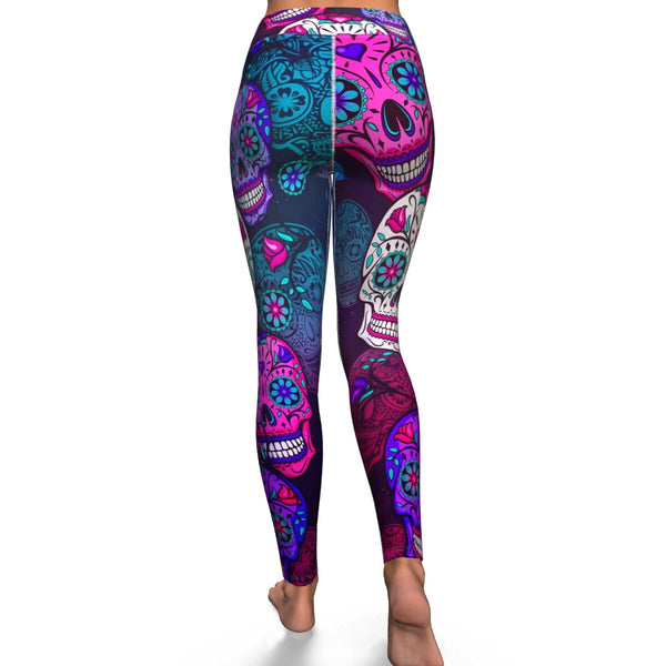 Sugar Skull Calavera Yoga Leggings AOP - Christmas/Halloween leggings Gift