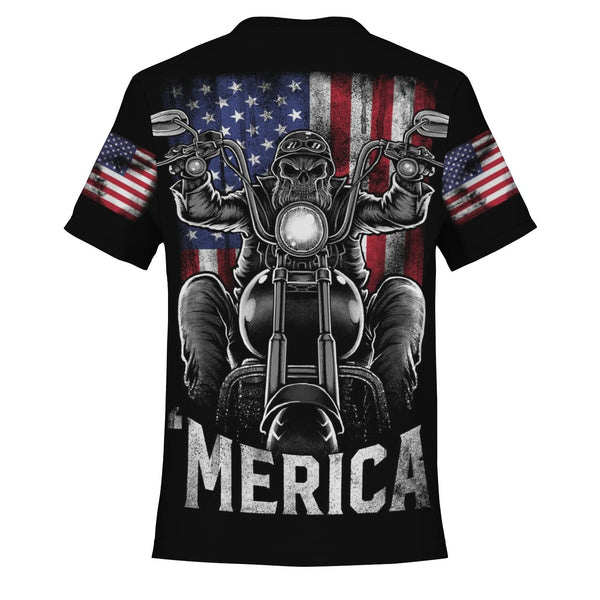 MERICA MotorCycle Tshirt 4th of July Special Design High Quality