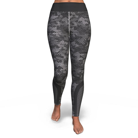 Hexagon Camo Yoga Leggings AOP Athletic Camouflage Design White/Gray - Christmas/Halloween Gift