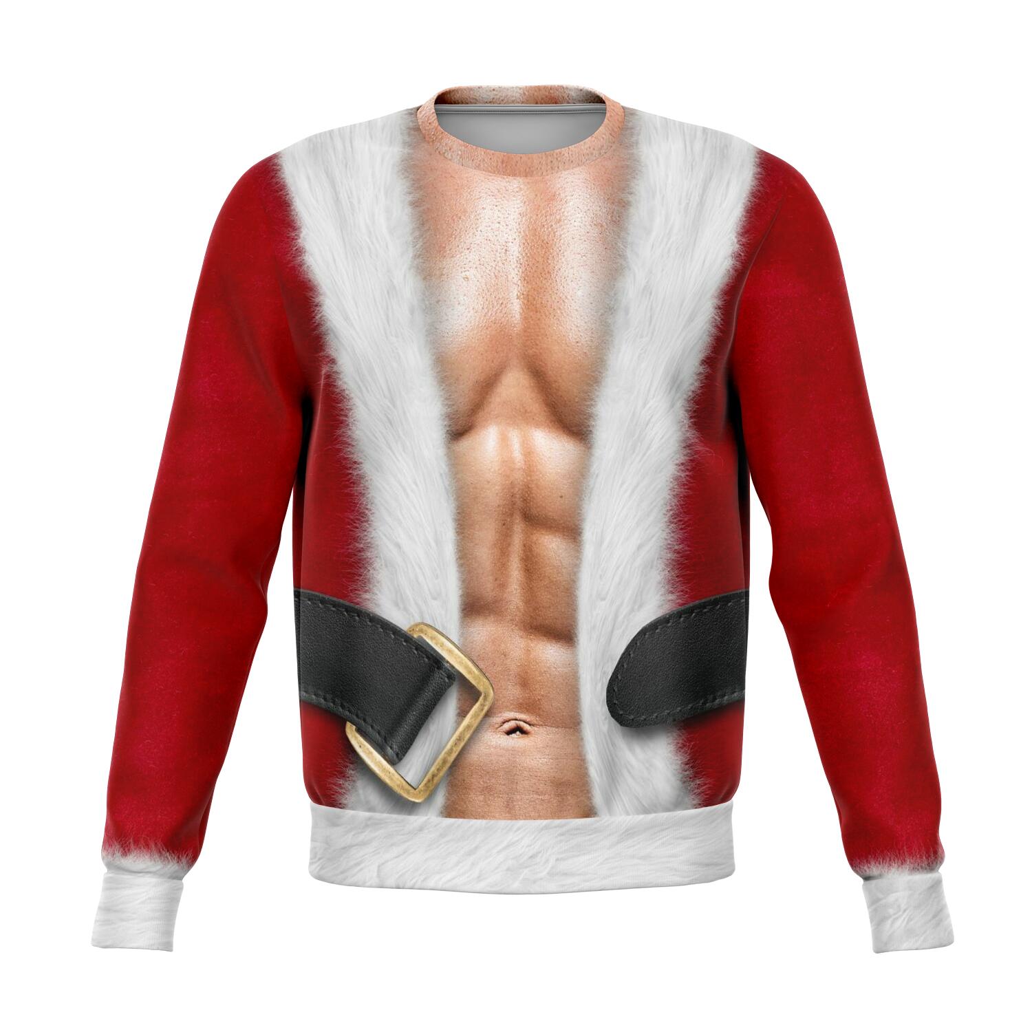 Fitness Santa White Skin Ugly Xmas Design Fashion AOP Sweatshirt - Christmas/Halloween Gift