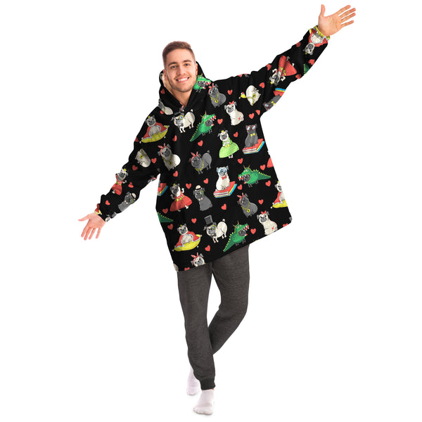 Pugs Dogs Lovers Snug Hoodie AOP - Christmas/Halloween Gift