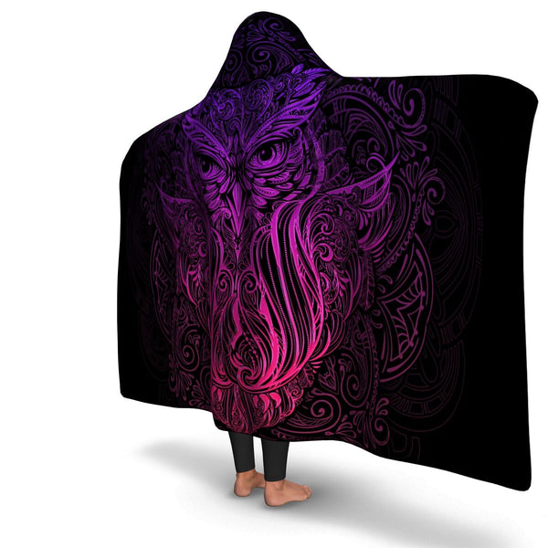 Ornamental Owl Hooded Blanket AOP - Christmas/Halloween Gift