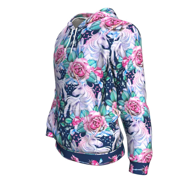 Unicorn Roses AOP Hoodie Unicorn Flowers Floral Design - Christmas/Halloween Gift