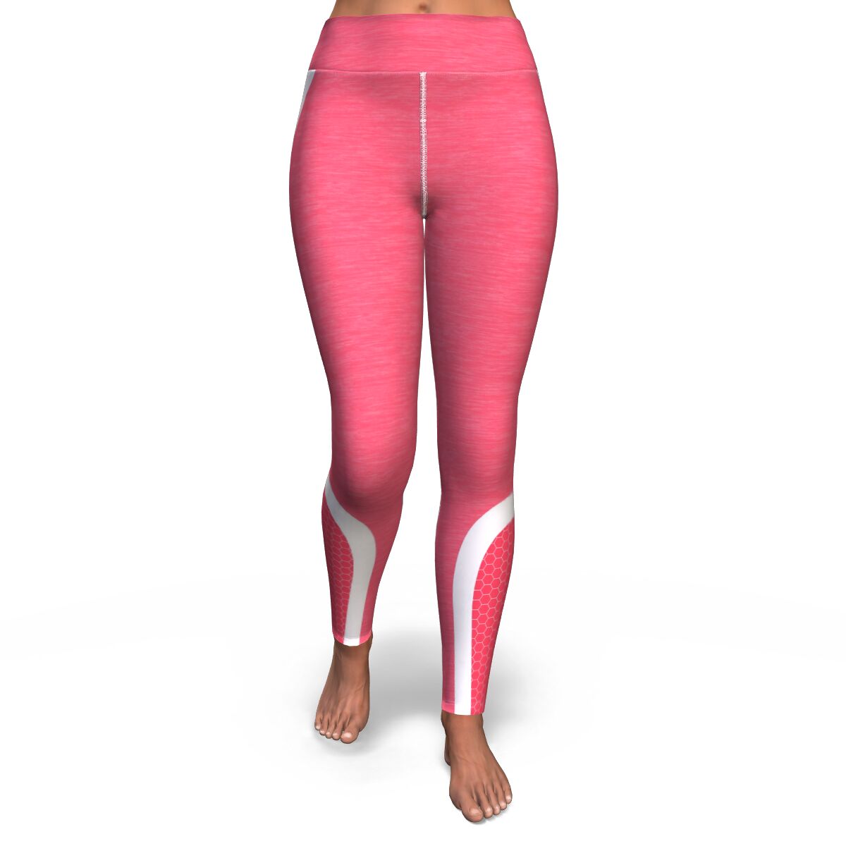 Hexagon Yoga Leggings AOP Athletic Design (Pink/White) - Christmas/Halloween Gift