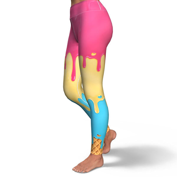 Dripping Ice Cream Yoga Leggings AOP - Christmas/Halloween Leggings Gift