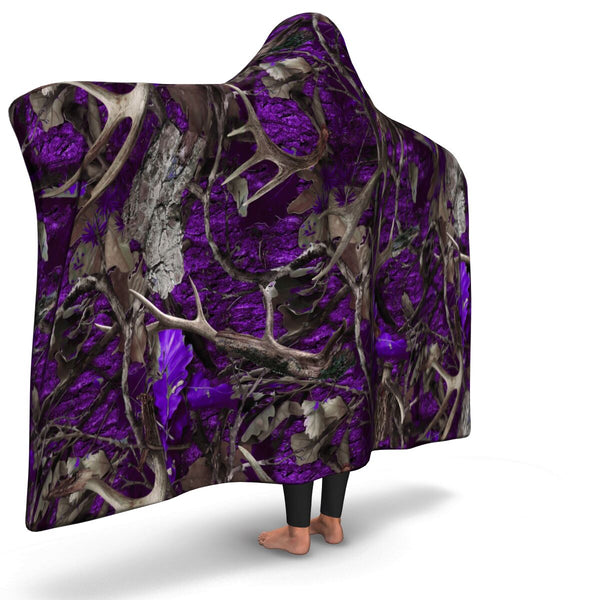 Purple Hunting Hooded Blanket AOP - Christmas/Halloween Gift for Hunting Lovers