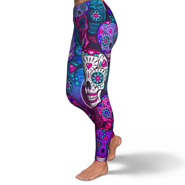 Sugar Skull Calavera Yoga Leggings AOP - Christmas/Halloween leggings Gift