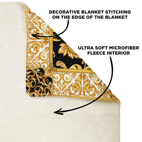 Baroque Skull Premium Microfleece Blanket AOP - Christmas Gift for Men and Women