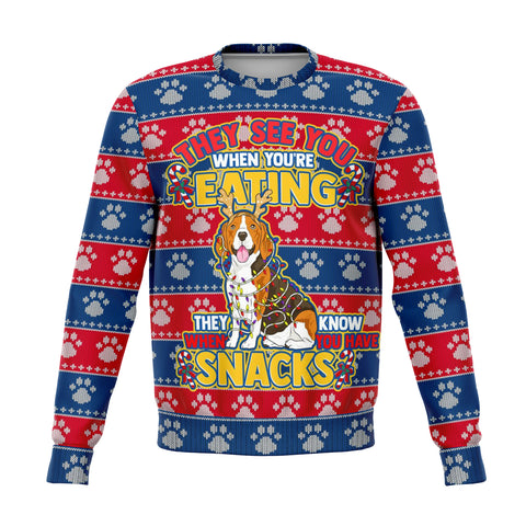 Beagle Dogs Ugly Xmas Sweatshirt AOP See You Eating Snacks -Christmas/Halloween Gift