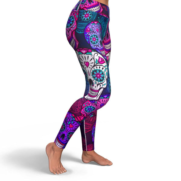 Sugar Skull Calavera Yoga Leggings AOP - Christmas/Halloween leggings Gift