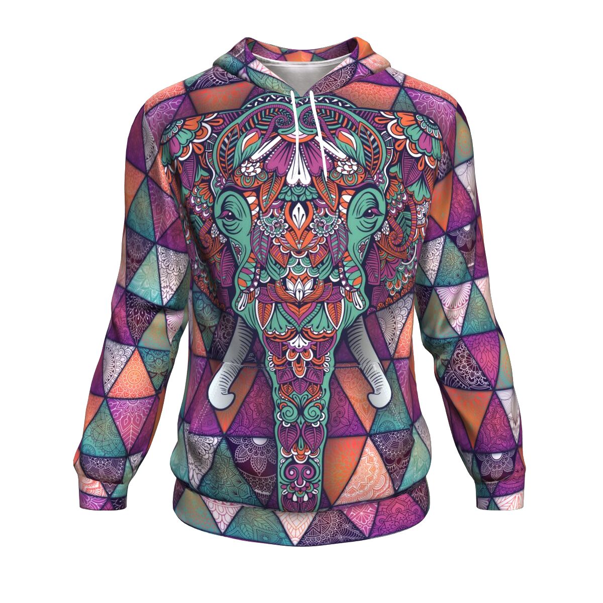 Mandala Elephant AOP Hoodie Tatto Design - Christmas/Halloween Gift