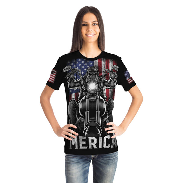MERICA MotorCycle Tshirt 4th of July Special Design High Quality