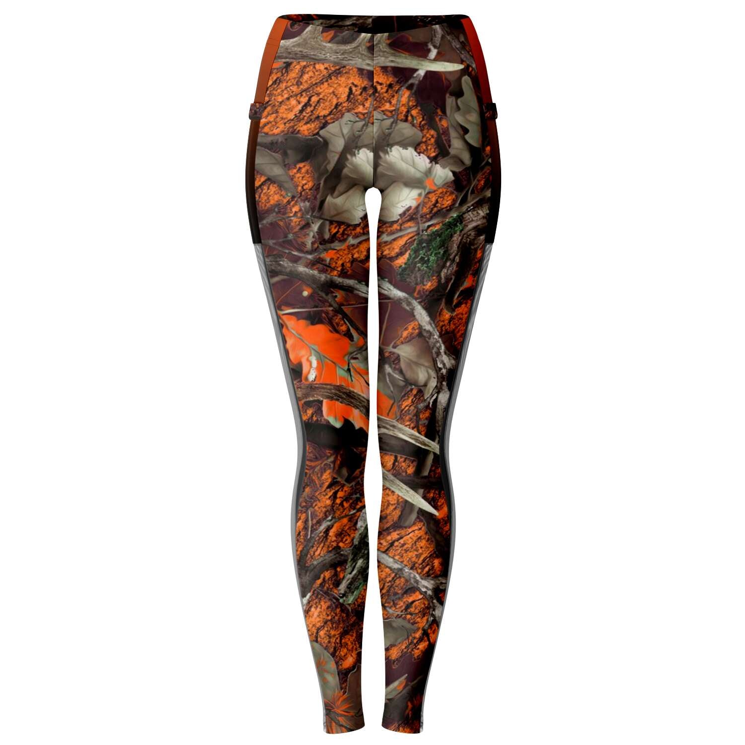 Orange Hunting Camouflage White Mesh Pocket Legging AOP - Christmas/Halloween Gift